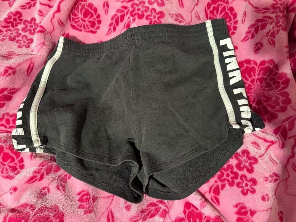 PINK Victoria's Secret Black Lounge Shorts with Logo Side Striping